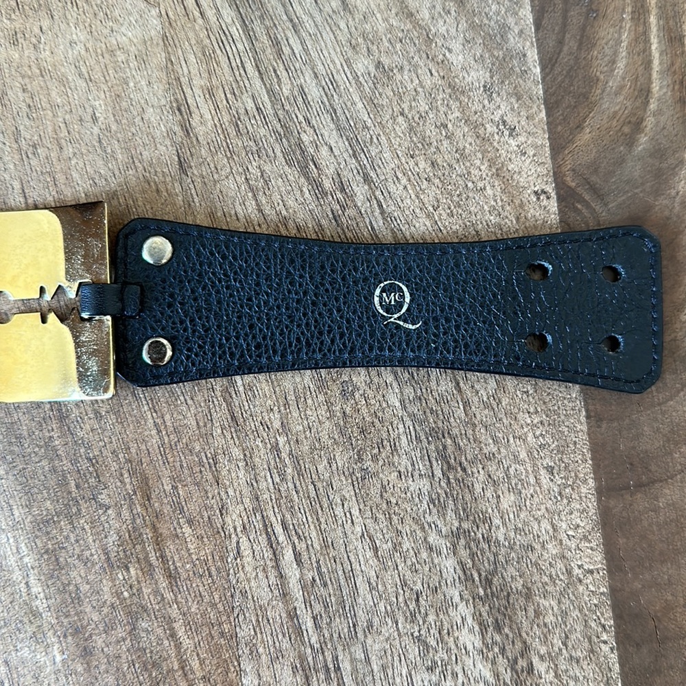 Alexander McQueen McQ razor blade oversized leather cuff wide bracelet - Picture 12 of 14